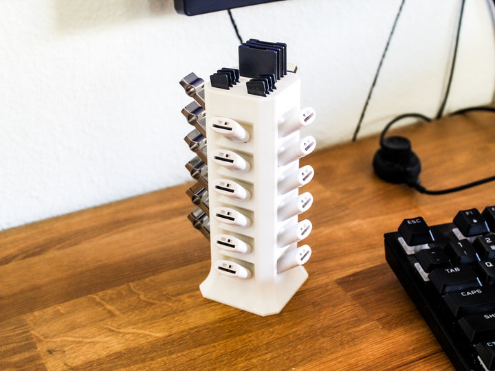 USB Tower Holder 3D – Compact Desktop Cable Organizer