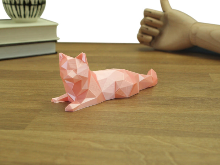 Chillaxing Low Poly Cat Figurine