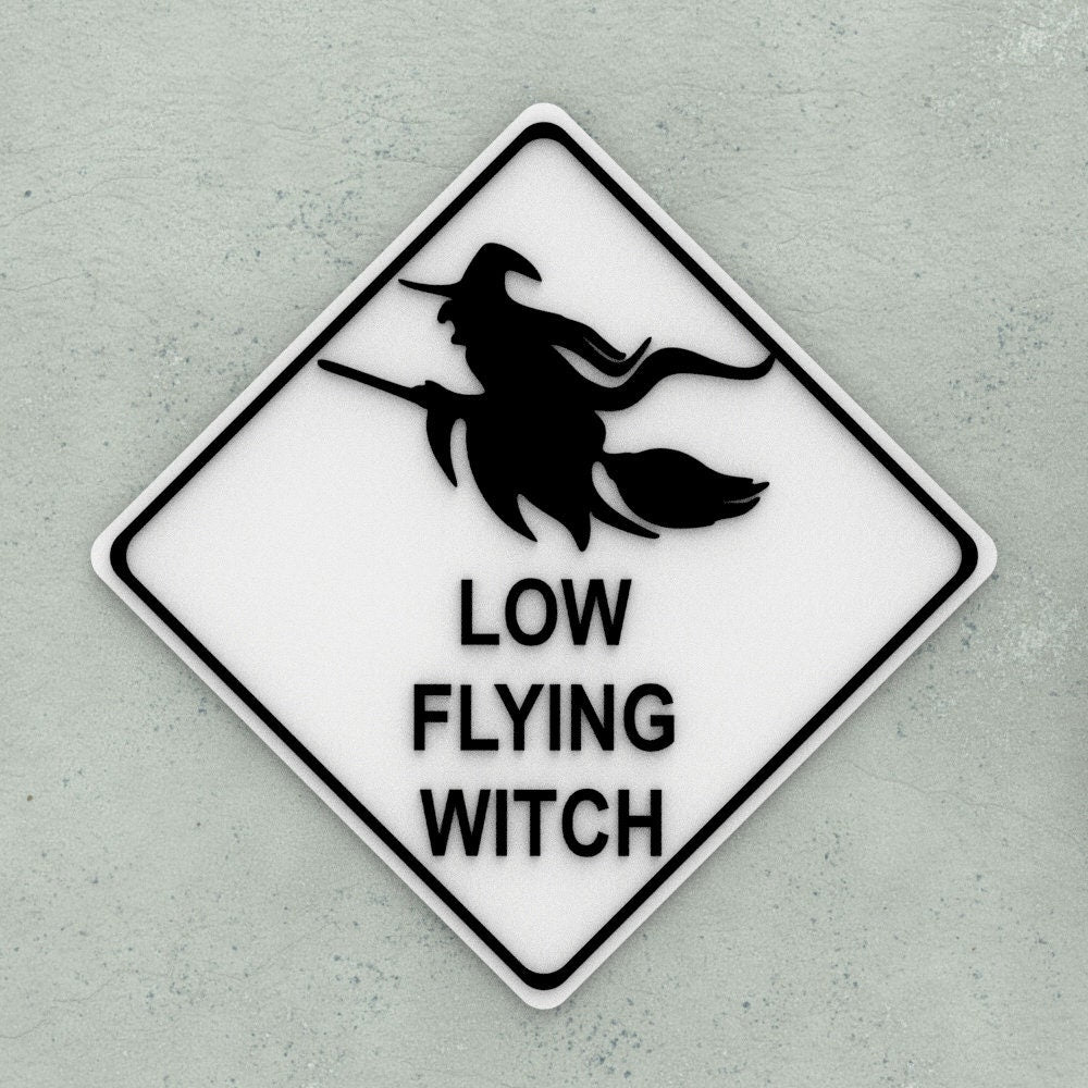 Funny Sign | Low Flying Witch