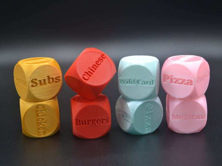 FOOD TAKEOUT DICE | Set of 2 Unique 1.4" Dice | Leave your Next Meal up to Fate