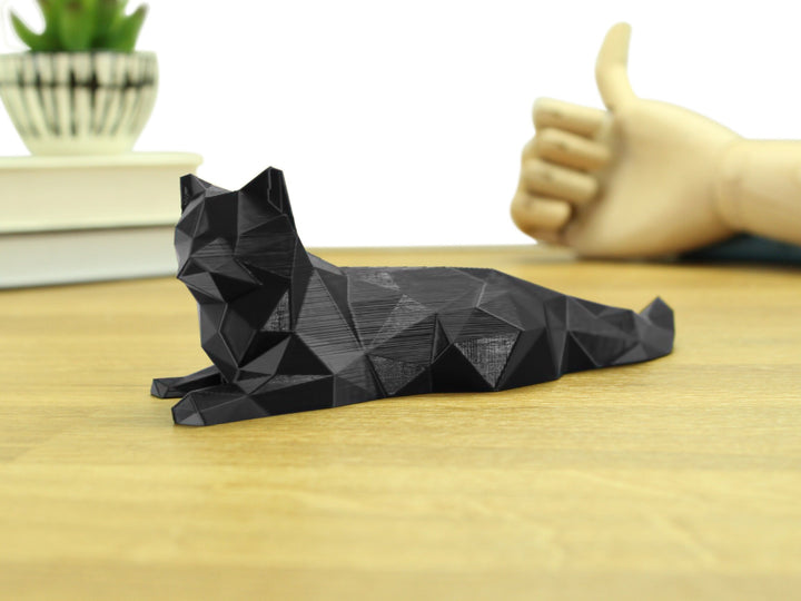 Chillaxing Low Poly Cat Figurine