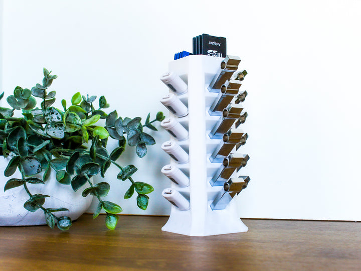 USB Tower Holder 3D – Compact Desktop Cable Organizer