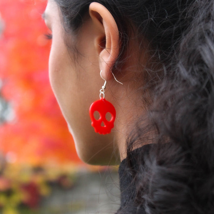Skull Earrings, Halloween Dangle Earrings, Earrings, Spooky/Cute Skull