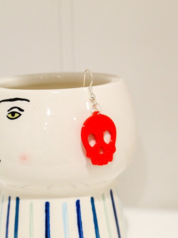 Skull Earrings, Halloween Dangle Earrings, Earrings, Spooky/Cute Skull