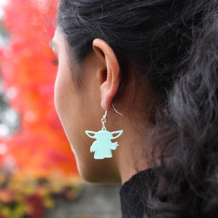 Yoda Earrings, Star Wars Dangle Earrings, Galactic Earrings, Cute Yoda