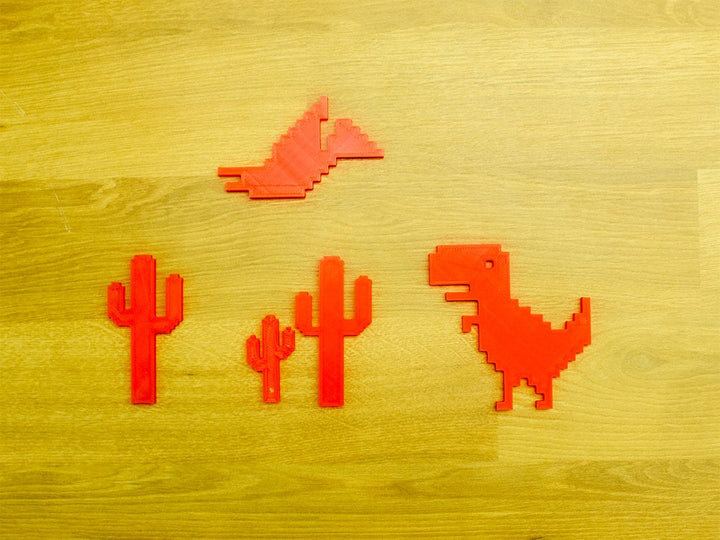 Google No Internet Wall or 3d Desk Art | Includes Dinosaur, Bird, Five Cactus