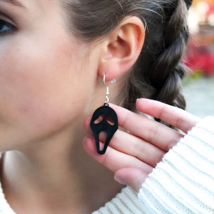 Scream Earrings, Halloween Dangle Earrings, Spooky/Cute Ghost Cream