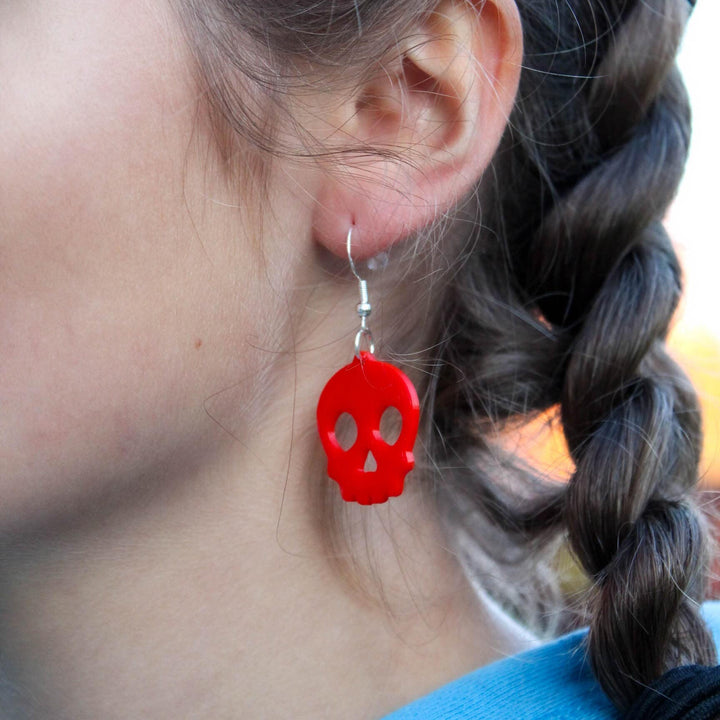 Skull Earrings, Halloween Dangle Earrings, Earrings, Spooky/Cute Skull
