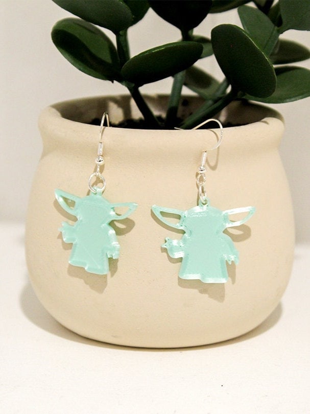 Yoda Earrings, Star Wars Dangle Earrings, Galactic Earrings, Cute Yoda