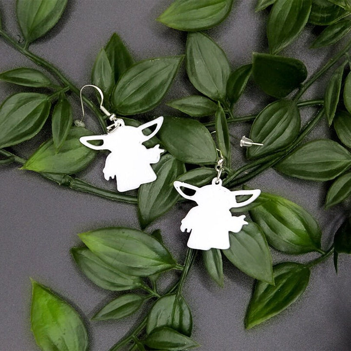 Yoda Earrings, Star Wars Dangle Earrings, Galactic Earrings, Cute Yoda