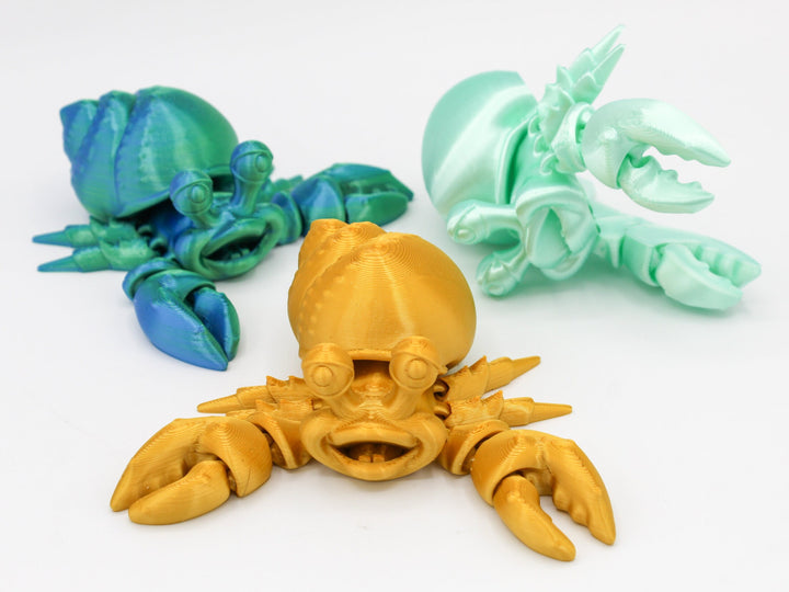 Fidget Hermit Crab Jumbo | Flexible Articulating 3d Printed Friendly Companion