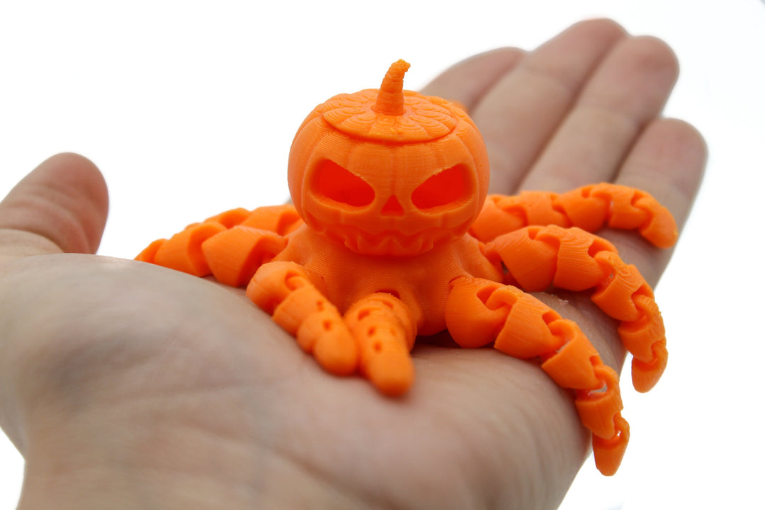 Fidget Toy Jack-O-Lantern Octopus | Removable top!