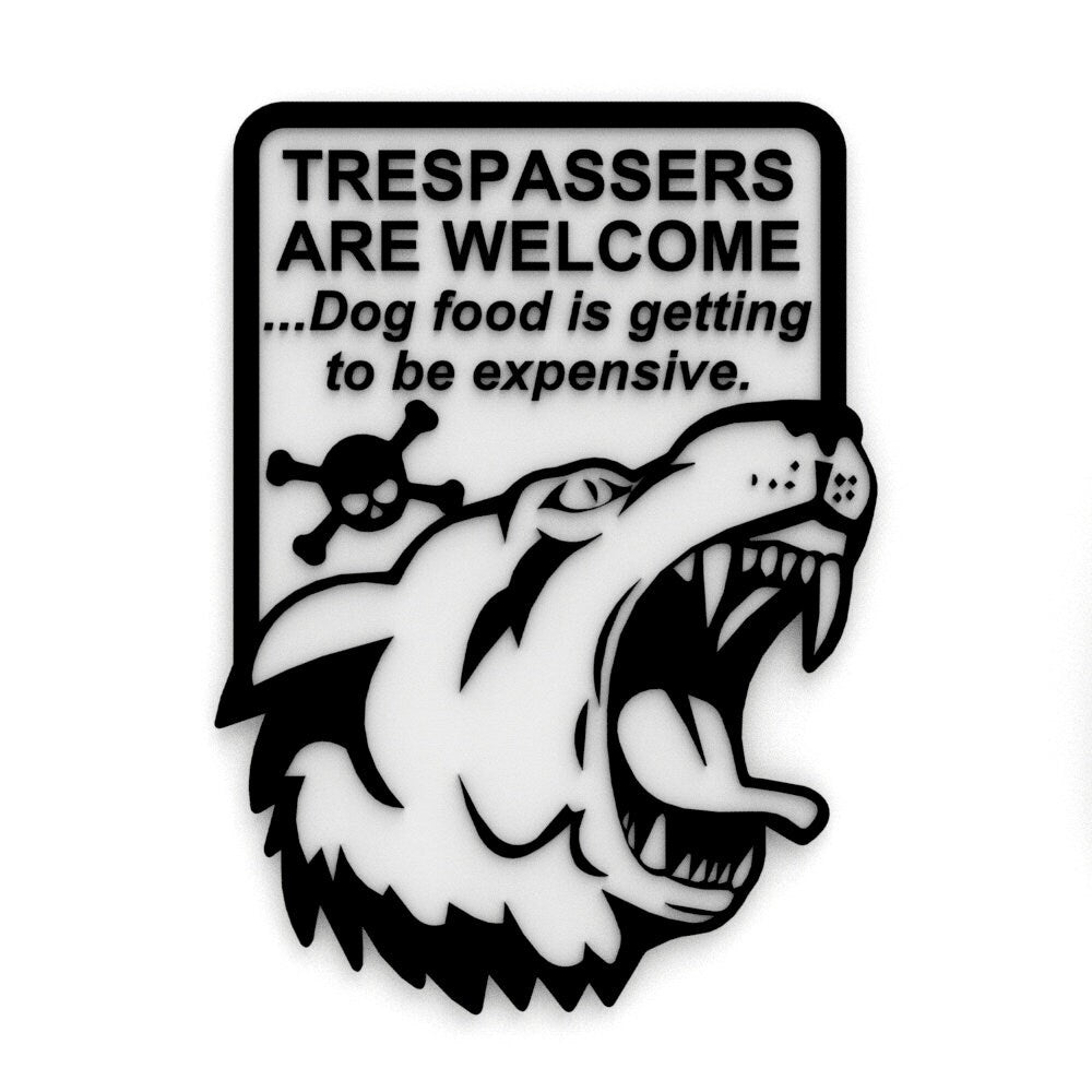 
  
  Funny Sign | Trespassers are Welcome Dog Food is Getting To Be Expensive
  
