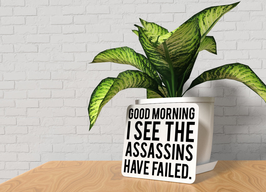 Good Morning I See The Assassins Have Failed | Funny Sign for Home or Office
