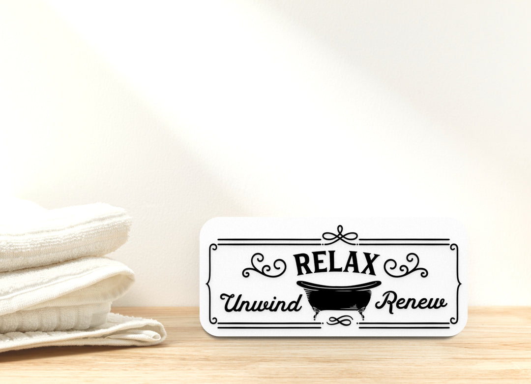 Unwind and Renew Bathroom Sign – Funny Humor Wall Decor for Home and Office