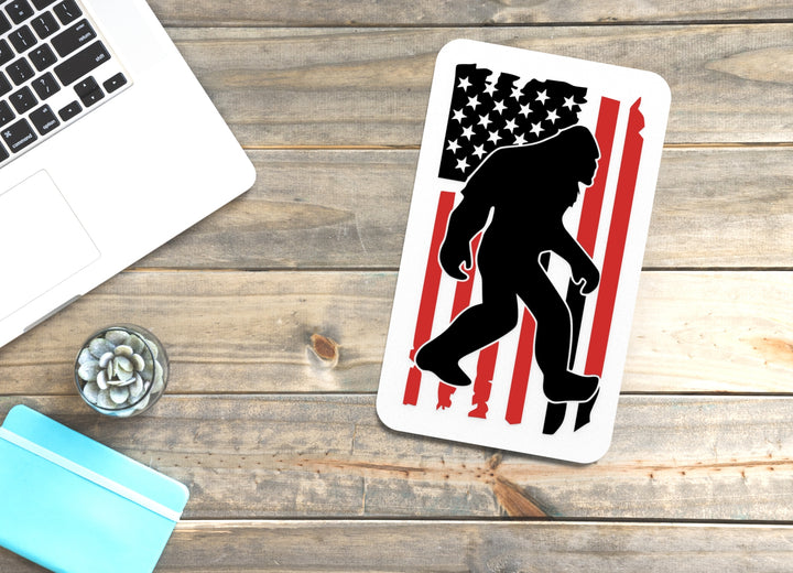 Bigfoot American Flag | Funny Sign for Cabin or Man Cave Decor