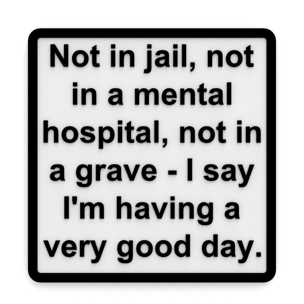 Funny Sign | Not In Jail, Not in A Mental Hospital, Not in A Grave