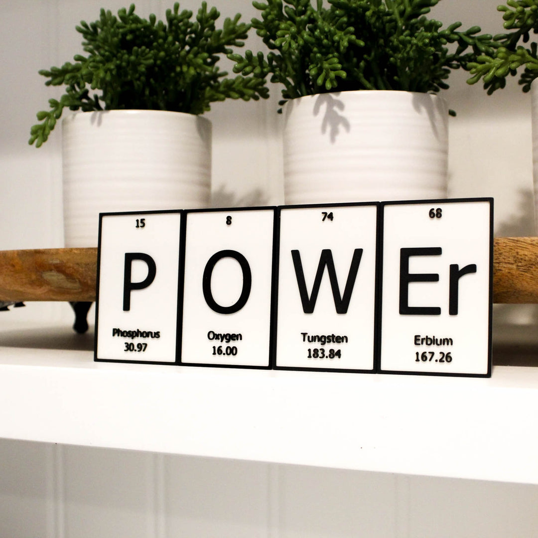 
  
  PoWEr | Periodic Table of Elements Wall, Desk or Shelf Sign
  
