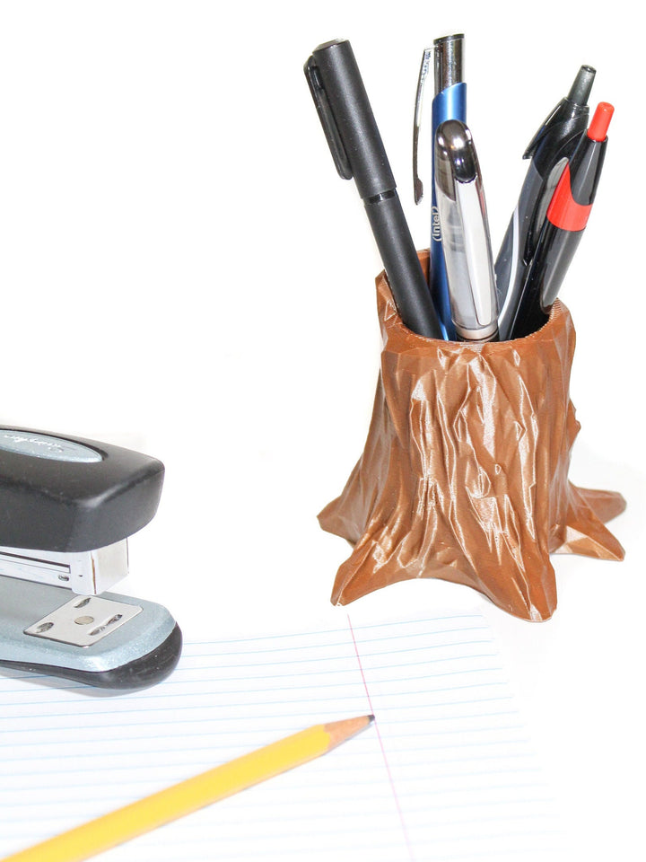 Tree Stump Pen Holder for Office, School Desk Organization