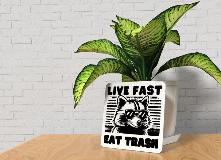 Live Fast Eat Trash | Funny sign For Home or Office