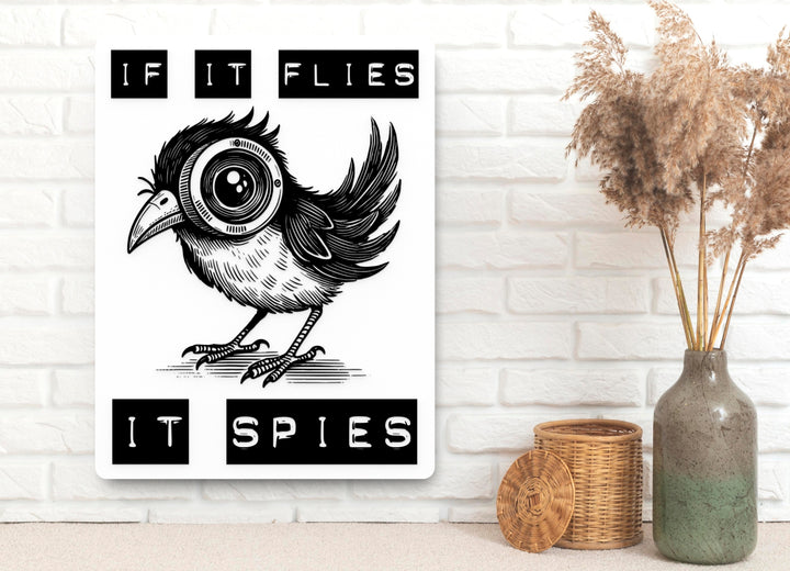 If It Flies It Spies | Funny Sign for Home or Office