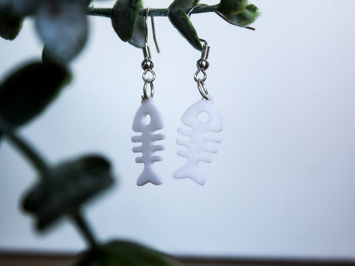 Fish Skeleton Earrings 3D – Unique Statement Jewelry