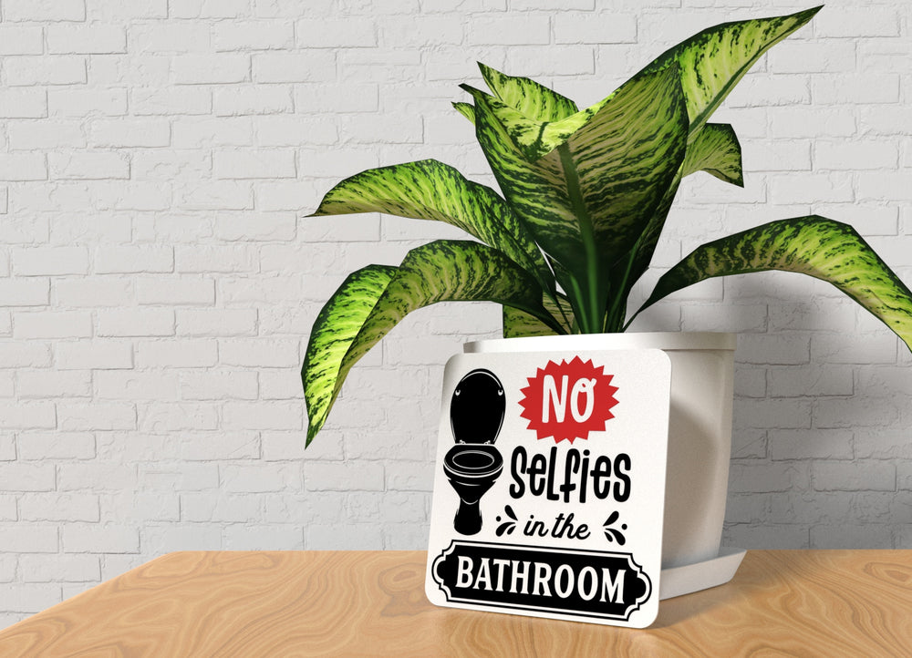
  
  Selfies in the Bathroom Sign – Funny Humor Wall Decor for Home and Office
  

