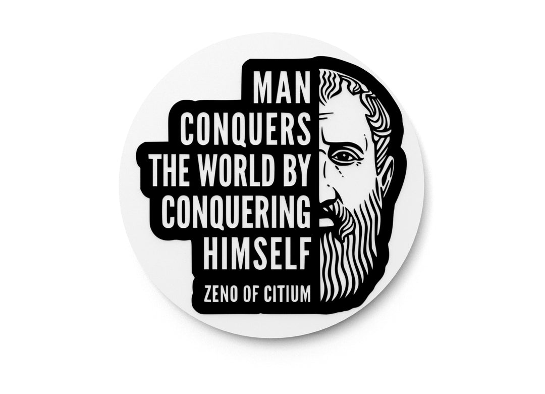 
  
  Man Conquers The World By Conquering Himself | Funny sign For Home or Office
  
