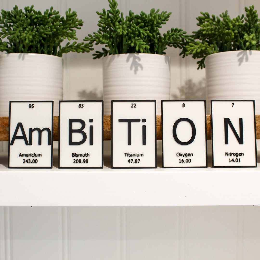 
  
  AmBition | Periodic Table of Elements Wall, Desk or Shelf Sign
  
