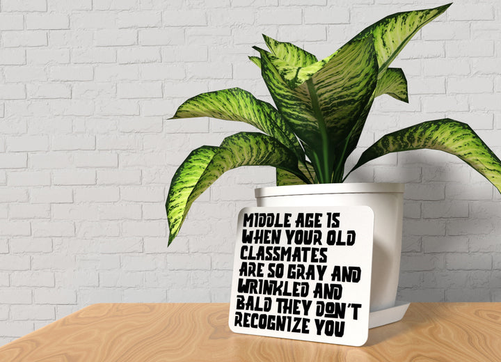 Middle Age Is When Your Old Classmates Are So Gray And Wrinkled And Bald They Don't Recognize You | Funny Sign for Home or Office