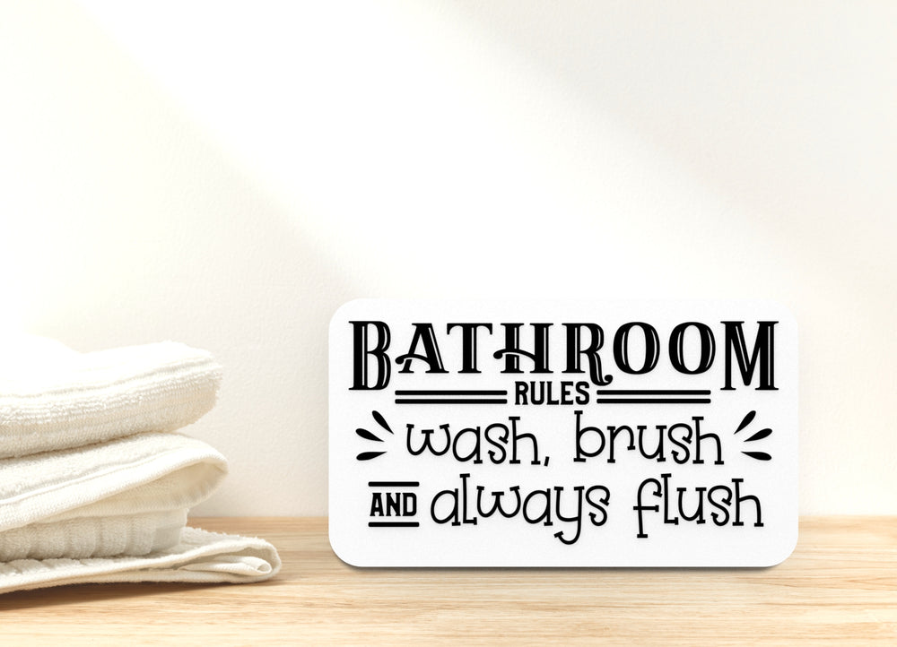 
  
  Bathroom Rules Sign – Funny Humor Wall Decor for Home and Office
  
