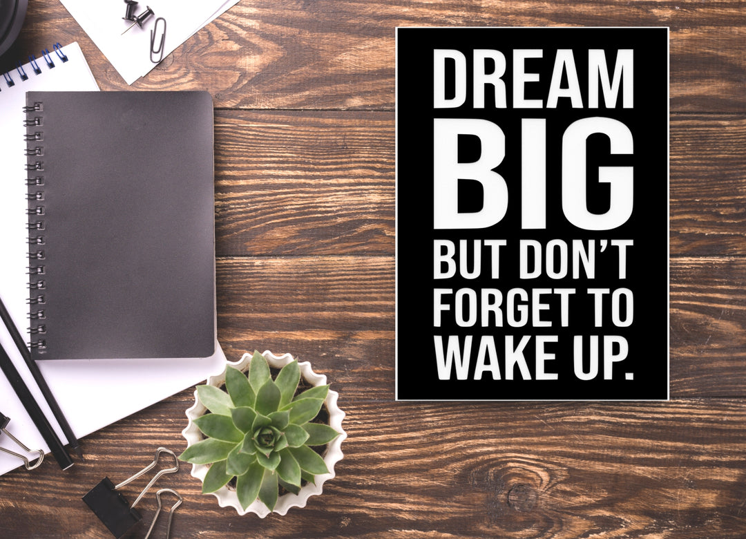 Dream Big But Don't Forget To Wake Up | Funny Sign for Home or Office