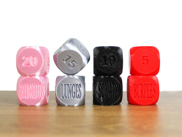 Exersize Workout Dice | Set of 2 Unique Large 1.4" dice | Excersize and Quantity