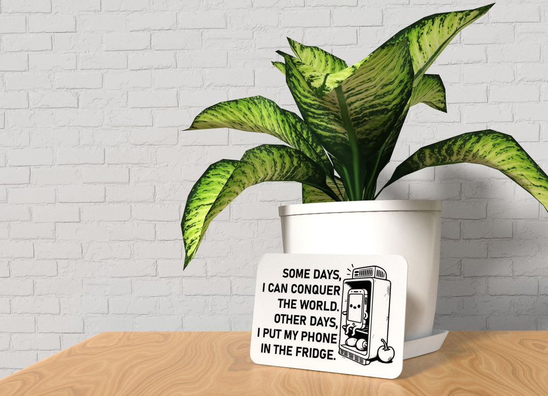Some Days I Can Conquer The World Other Days I Put My Phone In The Fridge | Funny Sign for Home or Office
