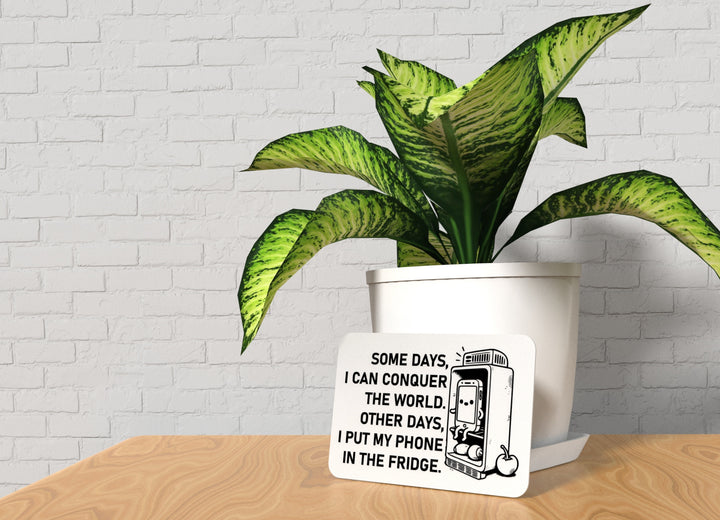 Some Days I Can Conquer The World Other Days I Put My Phone In The Fridge | Funny Sign for Home or Office
