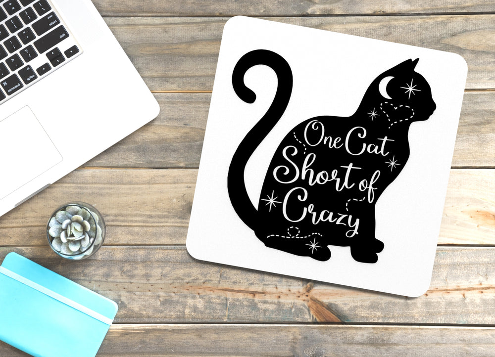 
  
  One Cat Short Of Crazy | Funny sign For Home or Office
  
