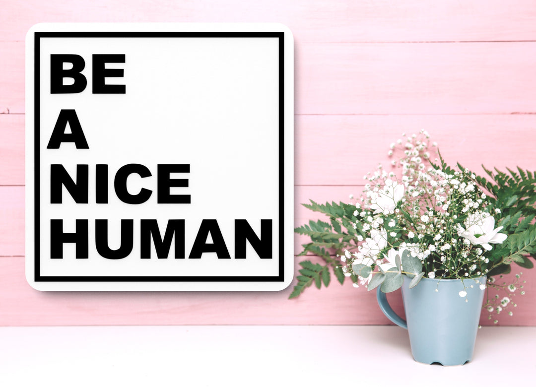Be A Nice Human | Funny Sign for Home or Office