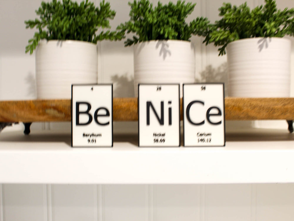 
  
  BeNiCe | Periodic Table of Elements Wall, Desk or Shelf Sign
  
