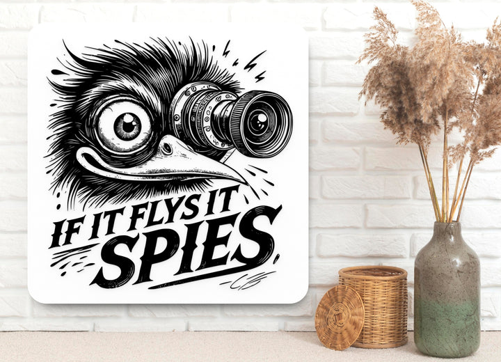 If It Flys It Spies | Funny Sign for Home or Office