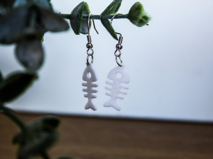 Fish Skeleton Earrings 3D – Unique Statement Jewelry