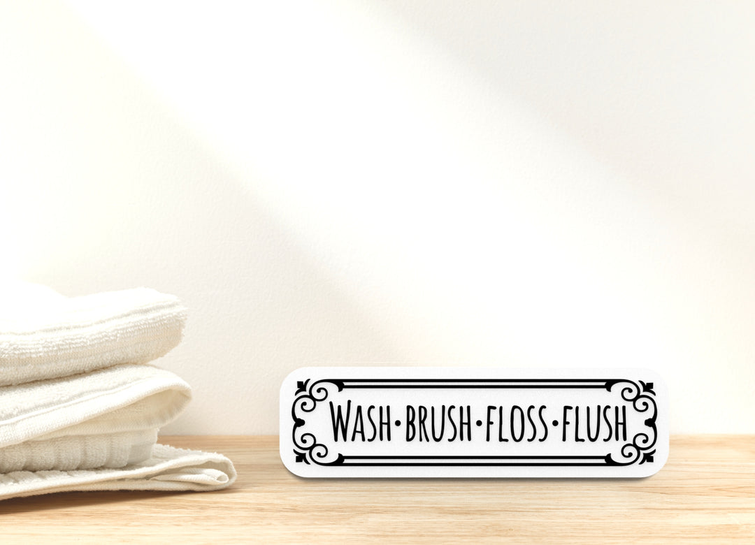 Wash and Flush Bathroom Sign – Funny Humor Wall Decor for Home and Office
