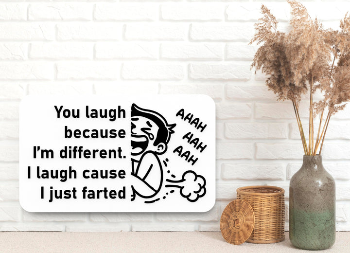 You Laugh Because I'm Different I Laugh Cause I Just Farted | Funny Sign for Home or Office