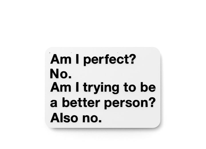Am I Perfect No Am I Trying To Be A Better Person Also No | Funny Sign for Home