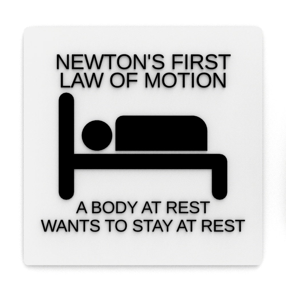 
  
  Funny Sign | Newton's First Law of Motion A Body at Rest Wants To Stay at Rest
  
