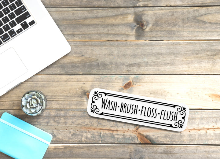 Wash and Flush Bathroom Sign – Funny Humor Wall Decor for Home and Office