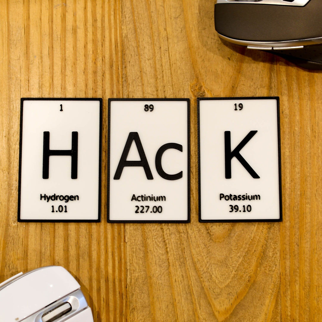 
  
  HAcK | Periodic Table of Elements Wall, Desk or Shelf Sign
  
