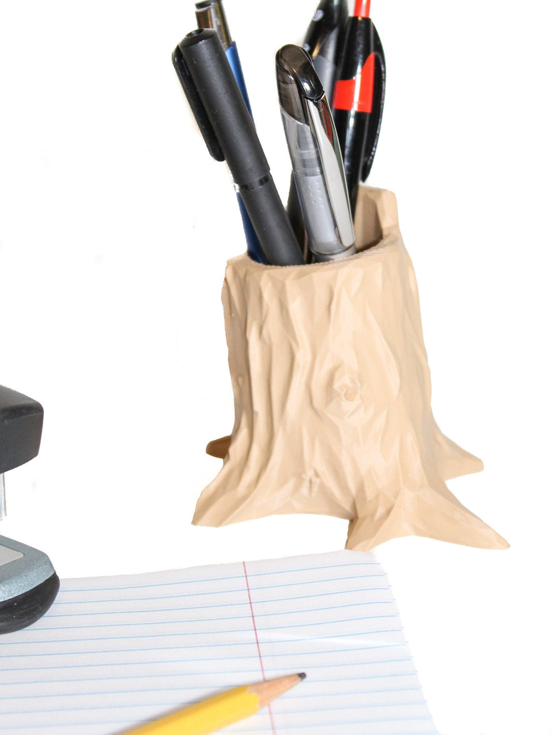 Tree Stump Pen Holder for Office, School Desk Organization