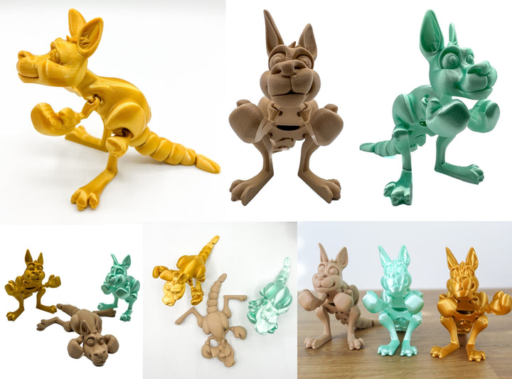 Jumbo Fidget Boxing Kangaroos | Flexible Articulating Friendly Companion