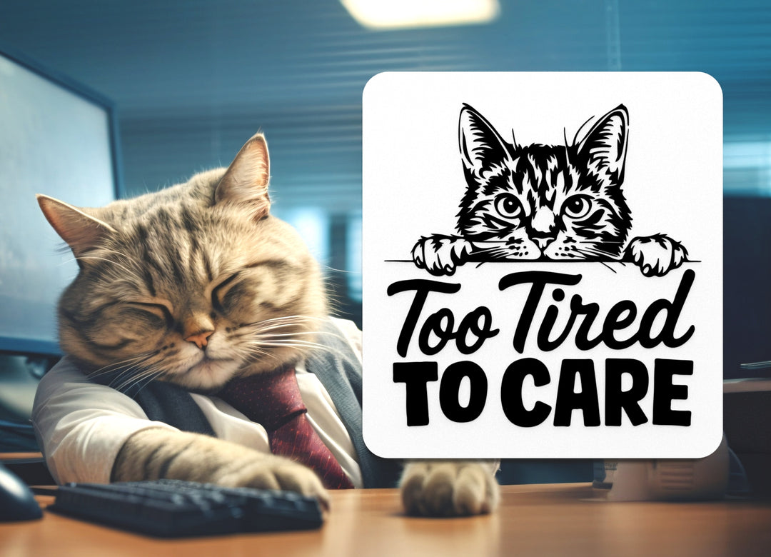 Too Tired To Care | Funny sign For Home or Office