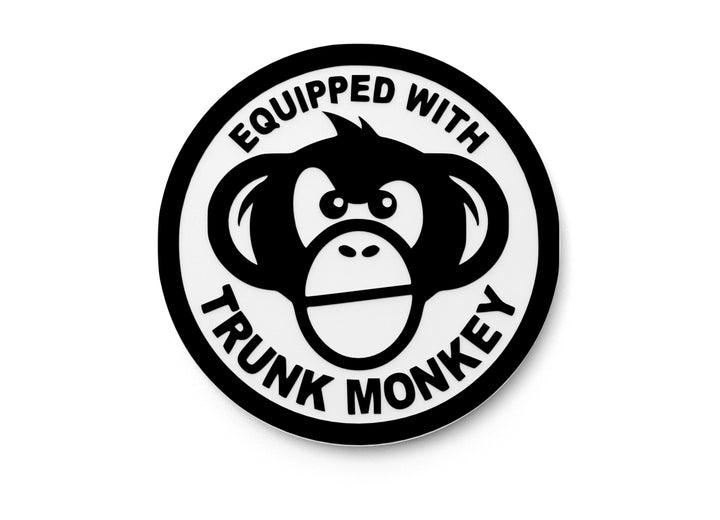 Equipped With Trunk Monkey | Funny sign For Home or Office